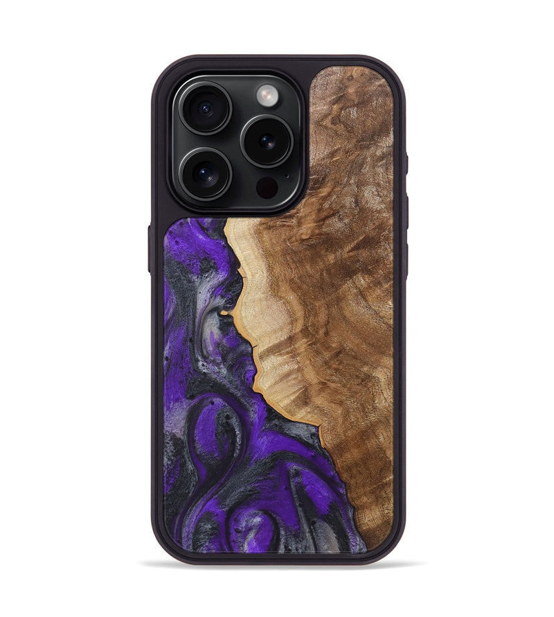 iPhone 15 Pro Wood+Resin Phone Case - Hazel (Purple, 722101)