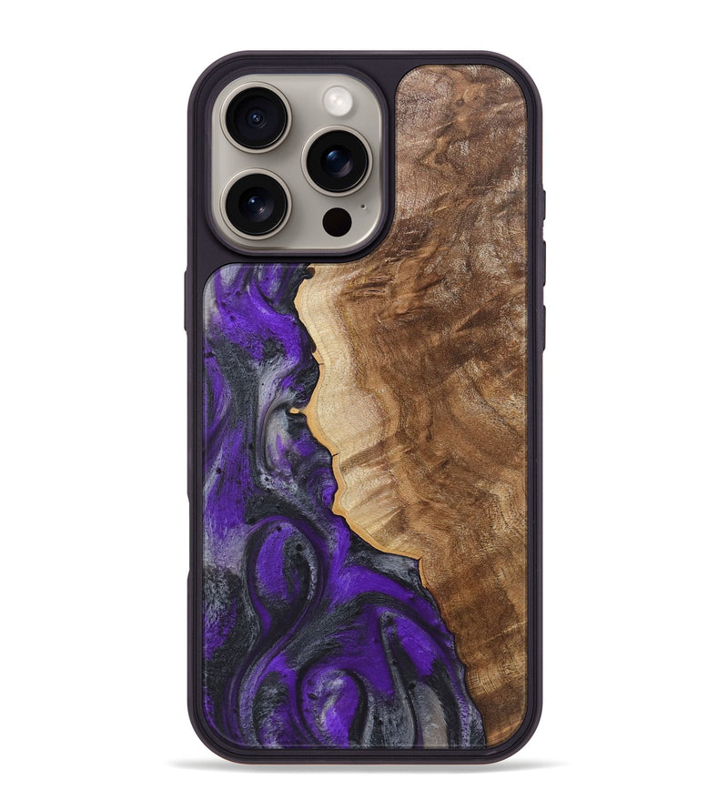 iPhone 16 Pro Max Wood+Resin Phone Case - Hazel (Purple, 722101)