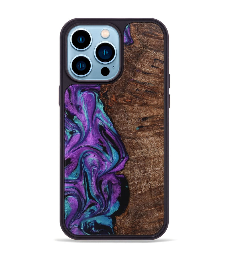 iPhone 14 Pro Max Wood+Resin Phone Case - Aidan (Purple, 722104)