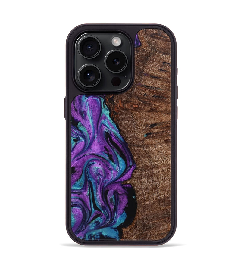 iPhone 15 Pro Wood+Resin Phone Case - Aidan (Purple, 722104)