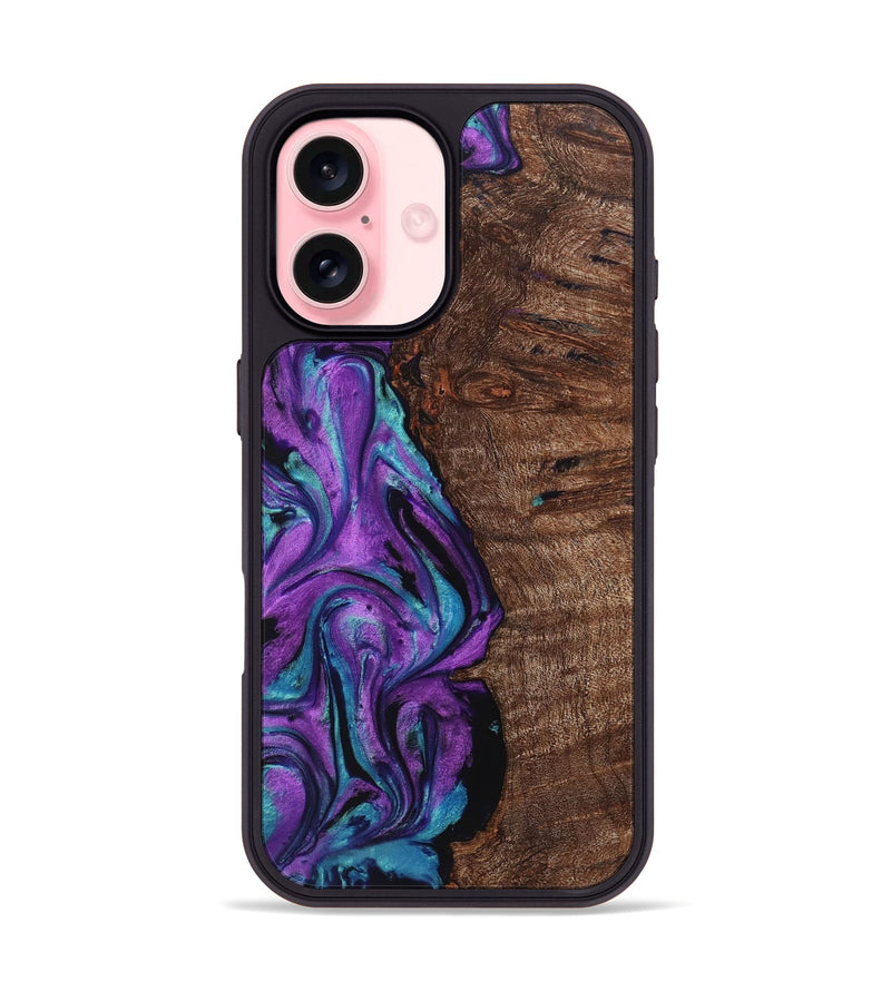 iPhone 16 Wood+Resin Phone Case - Aidan (Purple, 722104)