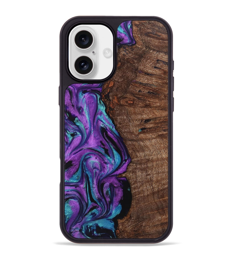 iPhone 16 Plus Wood+Resin Phone Case - Aidan (Purple, 722104)