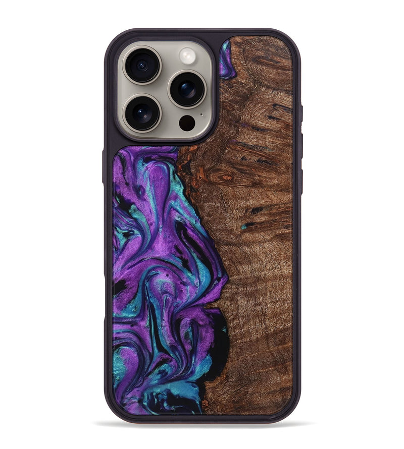 iPhone 16 Pro Max Wood+Resin Phone Case - Aidan (Purple, 722104)