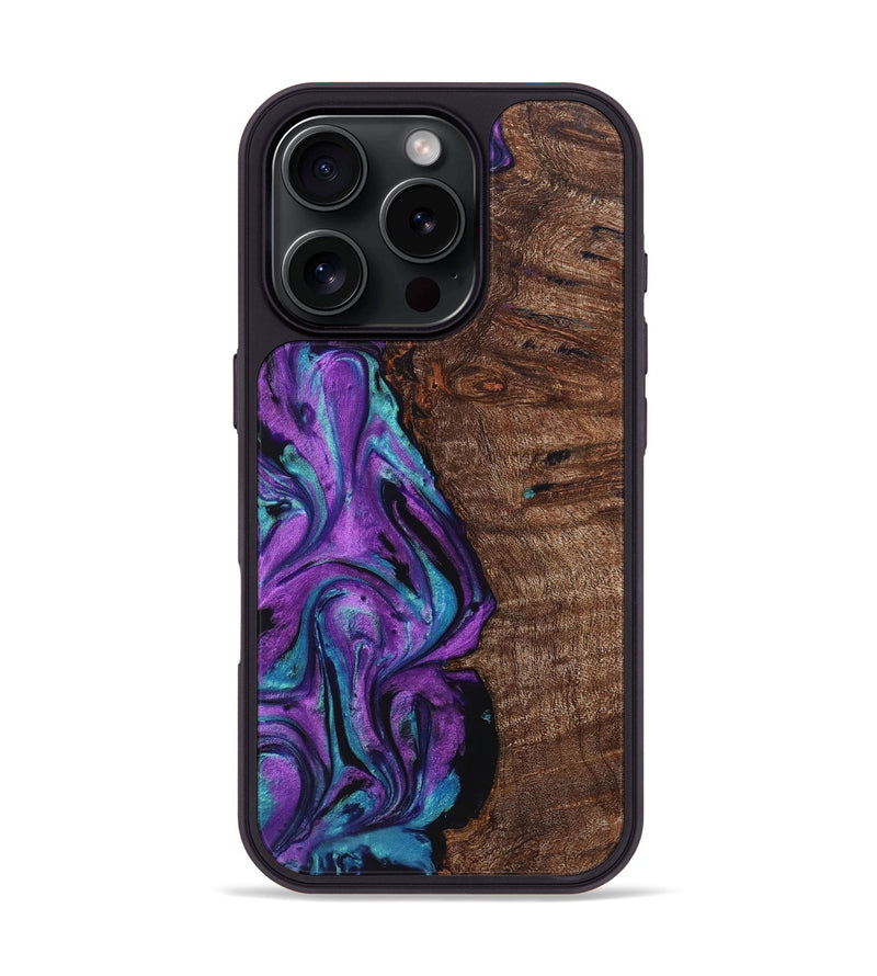 iPhone 16 Pro Wood+Resin Phone Case - Aidan (Purple, 722104)