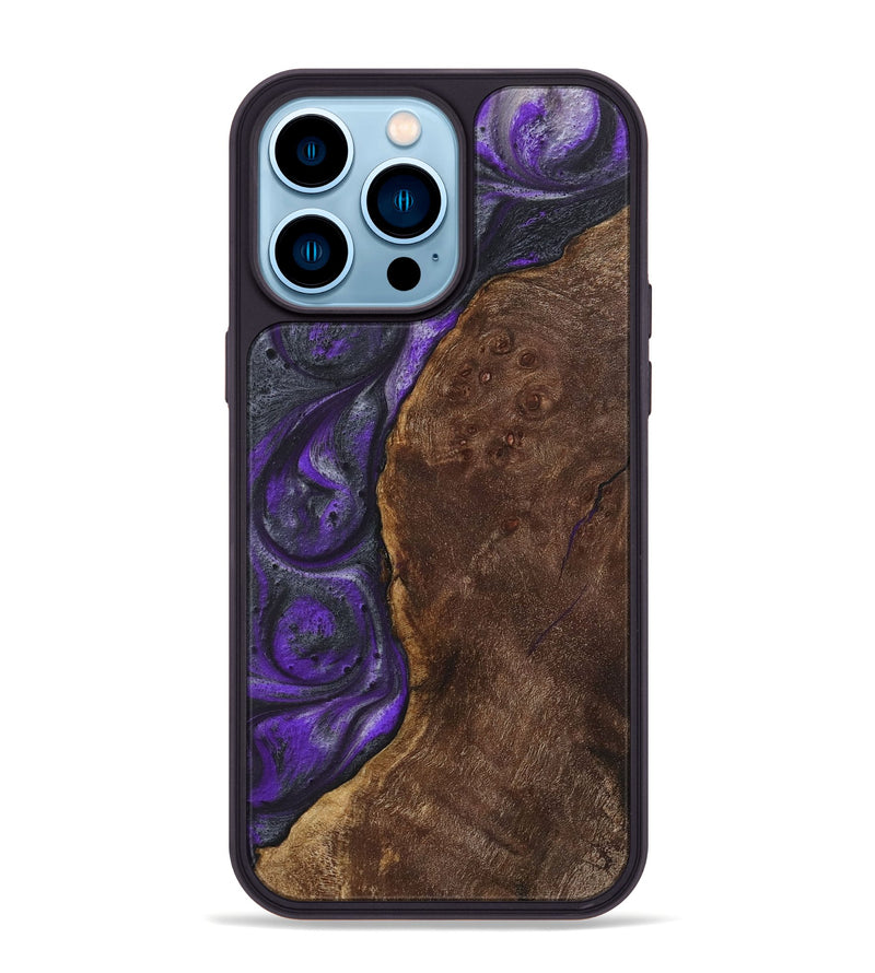 iPhone 14 Pro Max Wood+Resin Phone Case - Hope (Purple, 722105)