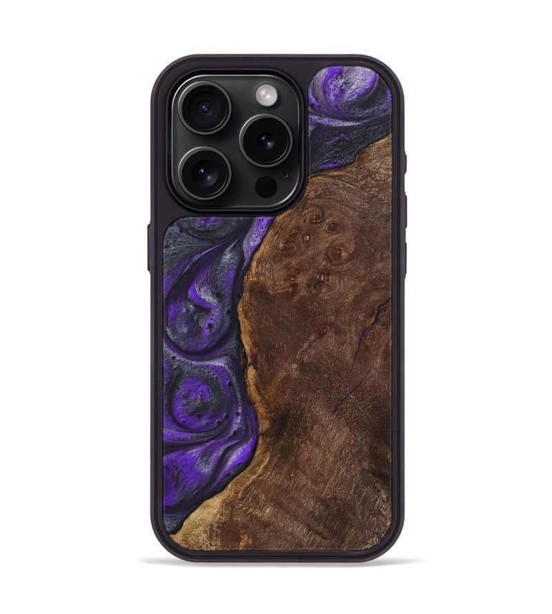 iPhone 15 Pro Wood+Resin Phone Case - Hope (Purple, 722105)