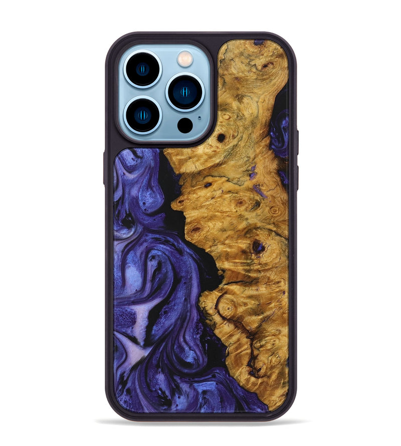 iPhone 14 Pro Max Wood+Resin Phone Case - Leroy (Purple, 722106)