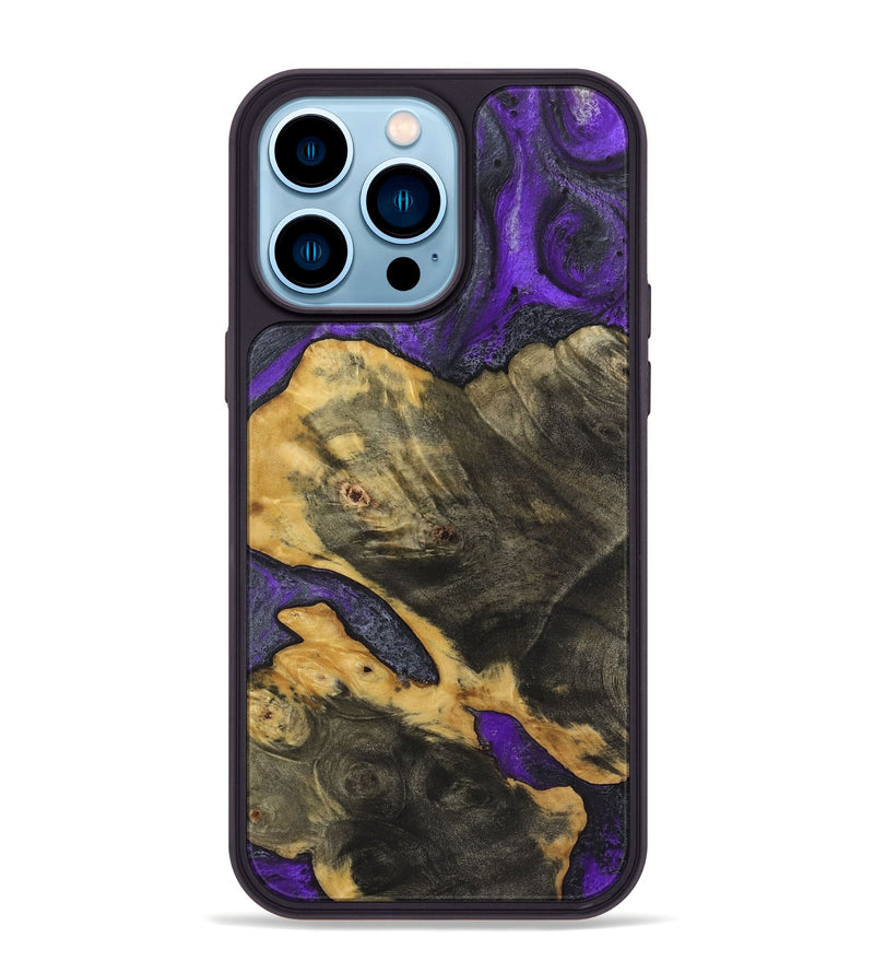 iPhone 14 Pro Max Wood+Resin Phone Case - Emilia (Purple, 722107)