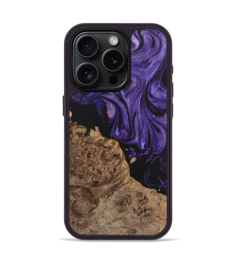 iPhone 15 Pro Wood+Resin Phone Case - Declan (Purple, 722109)