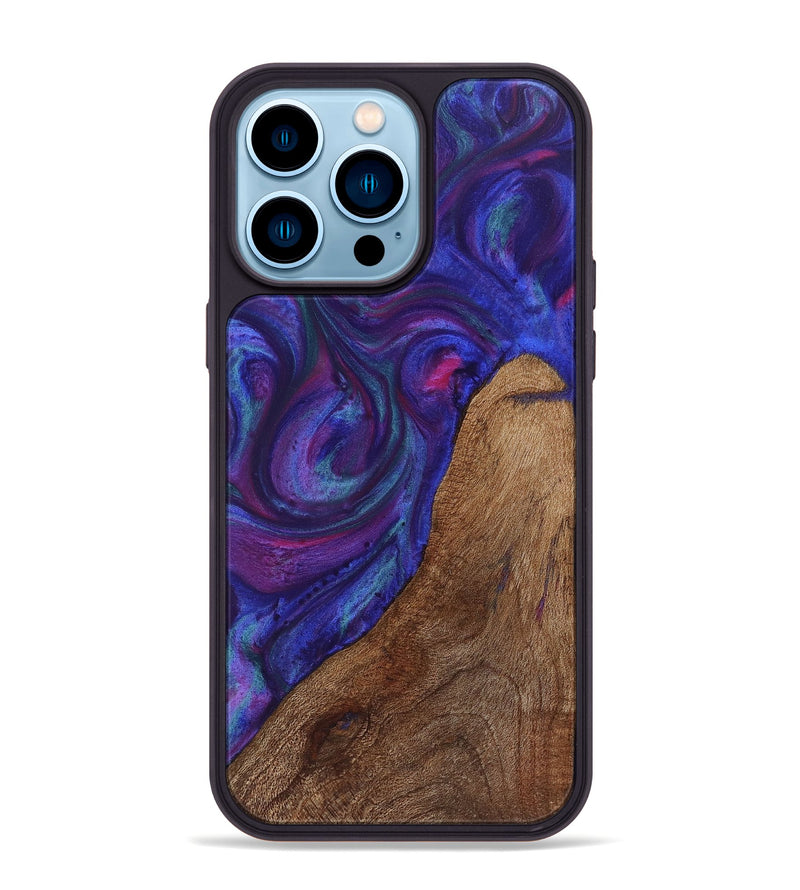 iPhone 14 Pro Max Wood+Resin Phone Case - Jacob (Purple, 722112)