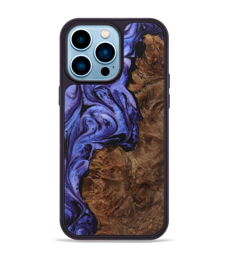 iPhone 14 Pro Max Wood+Resin Phone Case - Deneen (Purple, 722113)