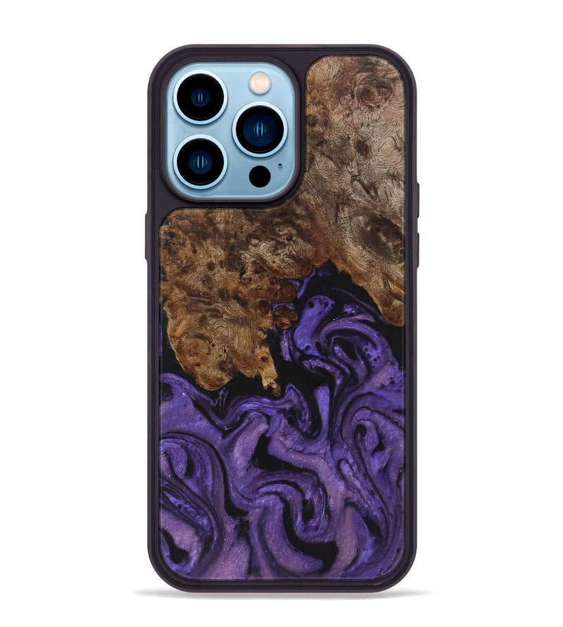 iPhone 14 Pro Max Wood+Resin Phone Case - Nina (Purple, 722115)