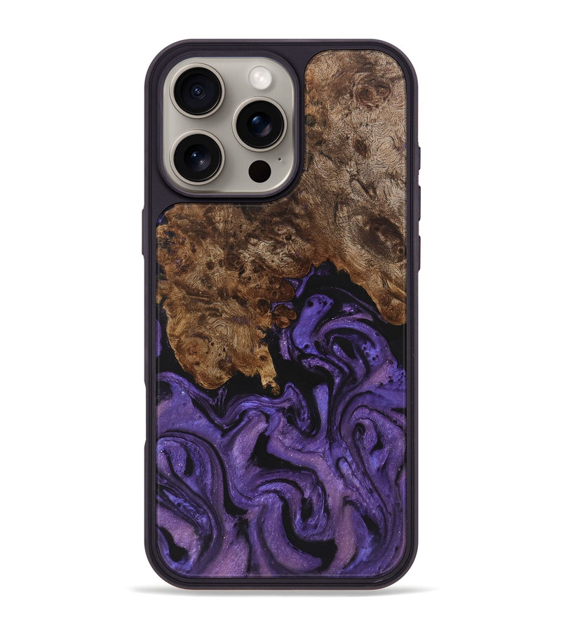 iPhone 16 Pro Max Wood+Resin Phone Case - Nina (Purple, 722115)