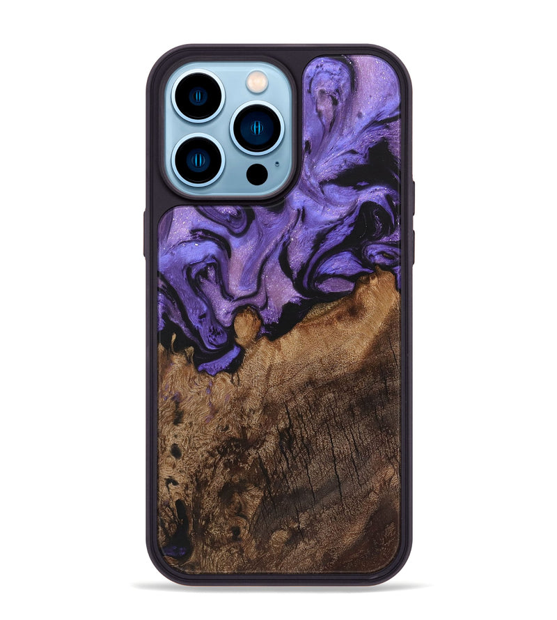 iPhone 14 Pro Max Wood+Resin Phone Case - Camryn (Purple, 722116)