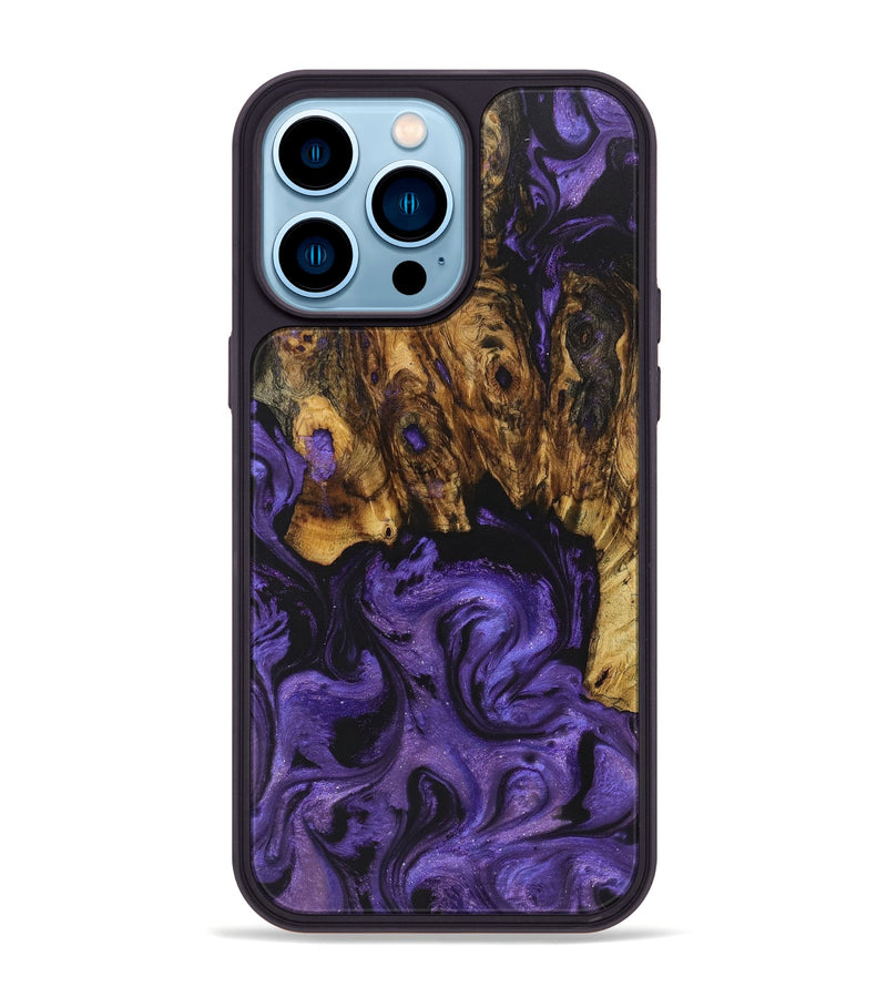 iPhone 14 Pro Max Wood+Resin Phone Case - Mickey (Purple, 722118)