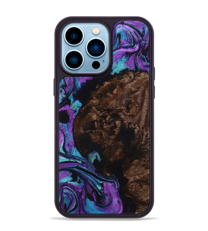 iPhone 14 Pro Max Wood+Resin Phone Case - Loretta (Purple, 722120)