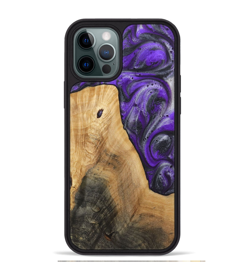 iPhone 12 Pro Max Wood+Resin Phone Case - Palmer (Purple, 722122)