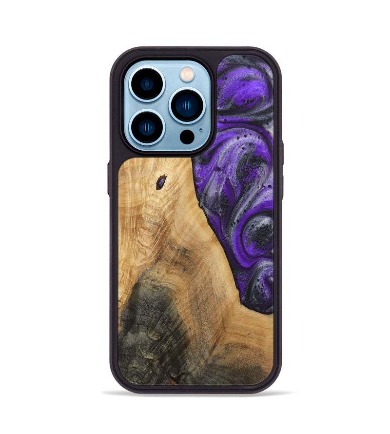 iPhone 14 Pro Wood+Resin Phone Case - Palmer (Purple, 722122)