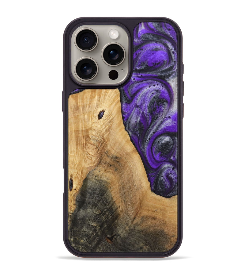 iPhone 16 Pro Max Wood+Resin Phone Case - Palmer (Purple, 722122)