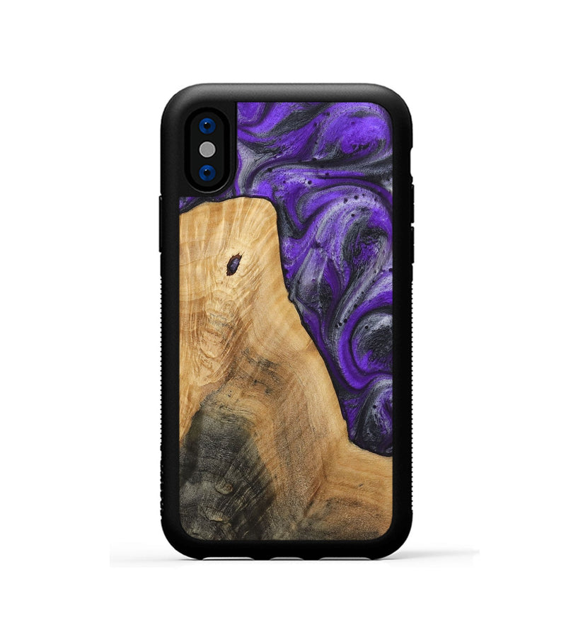 iPhone Xs Wood+Resin Phone Case - Palmer (Purple, 722122)