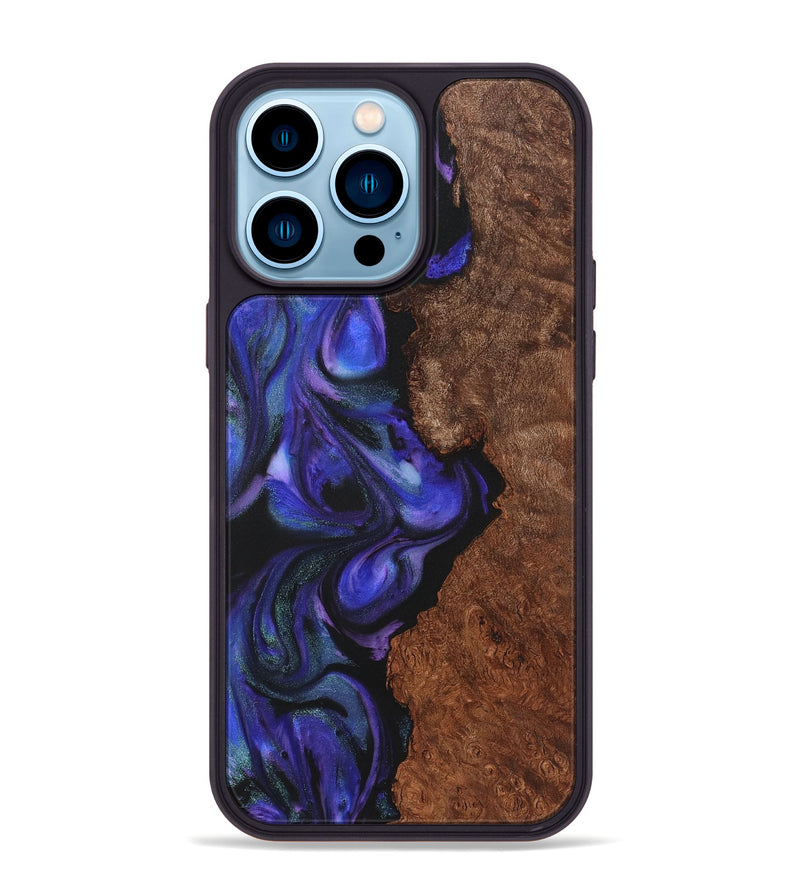 iPhone 14 Pro Max Wood+Resin Phone Case - Noelle (Purple, 722124)