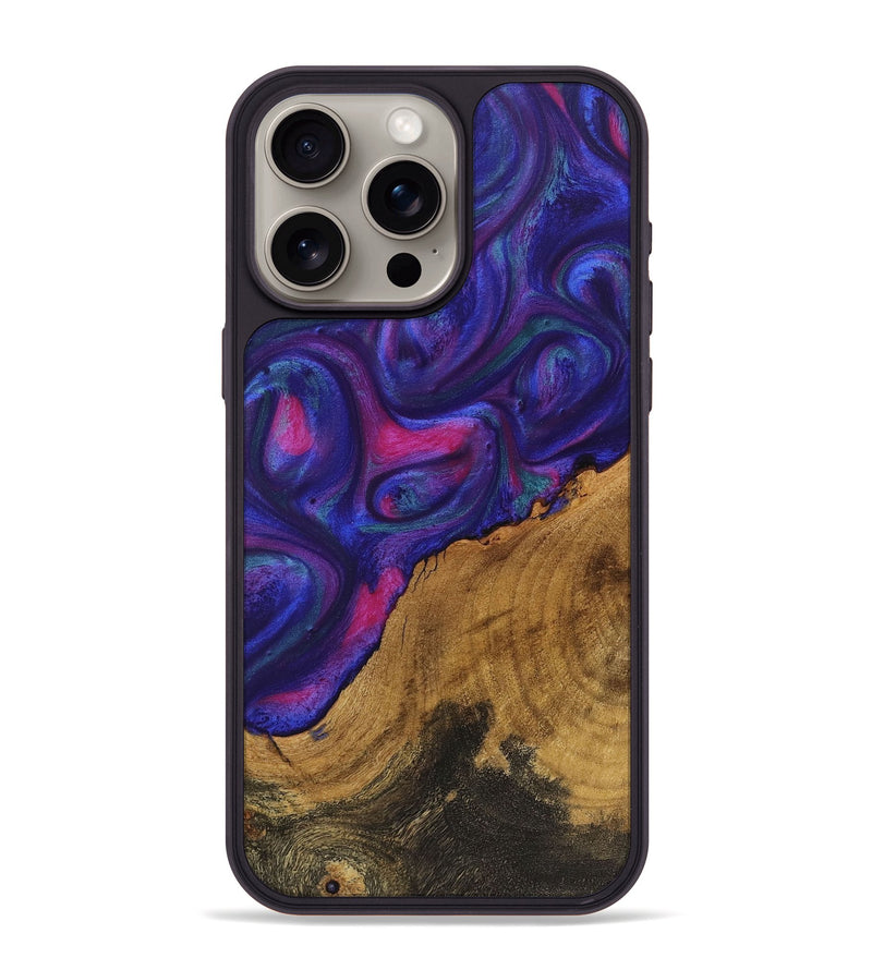 iPhone 15 Pro Max Wood+Resin Phone Case - Willow (Purple, 722126)