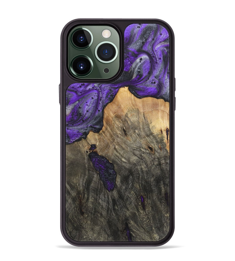 iPhone 13 Pro Max Wood+Resin Phone Case - Valentina (Purple, 722127)