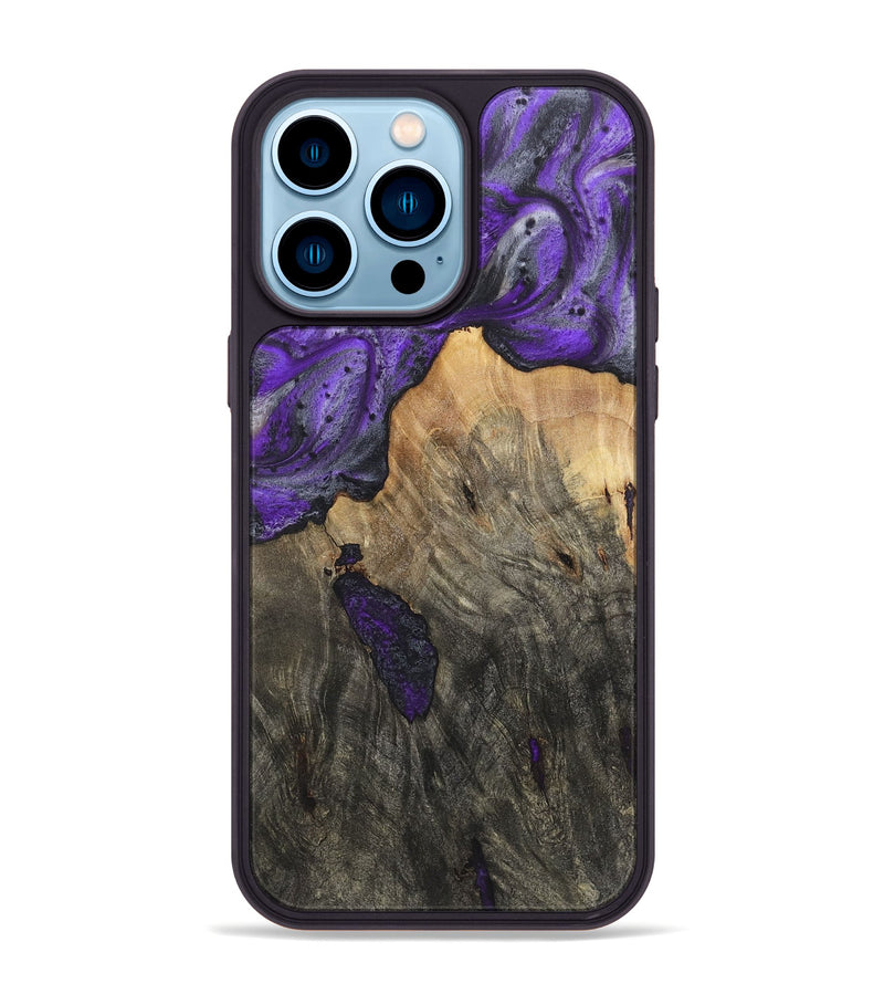 iPhone 14 Pro Max Wood+Resin Phone Case - Valentina (Purple, 722127)