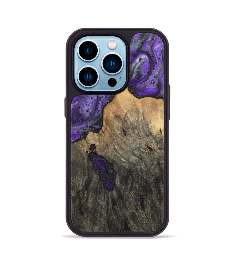 iPhone 14 Pro Wood+Resin Phone Case - Valentina (Purple, 722127)