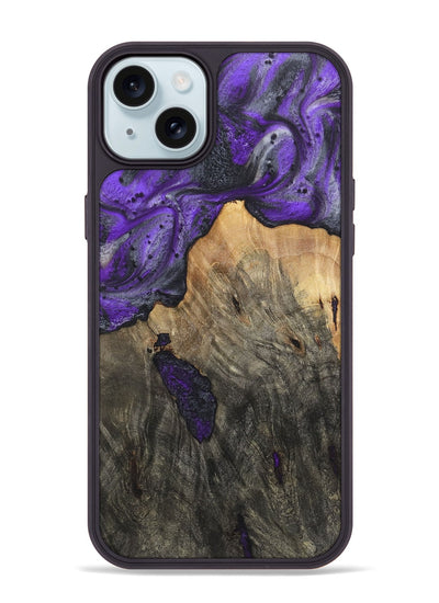 iPhone 15 Plus Wood+Resin Phone Case - Valentina (Purple, 722127)