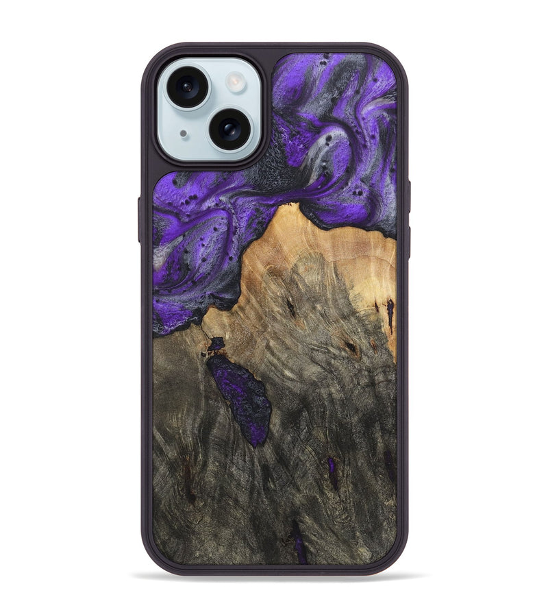 iPhone 15 Plus Wood+Resin Phone Case - Valentina (Purple, 722127)