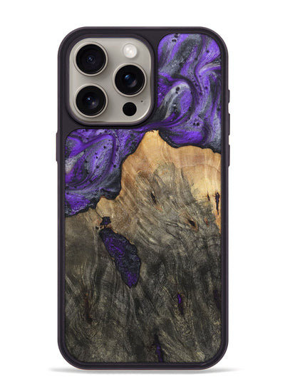 iPhone 15 Pro Max Wood+Resin Phone Case - Valentina (Purple, 722127)