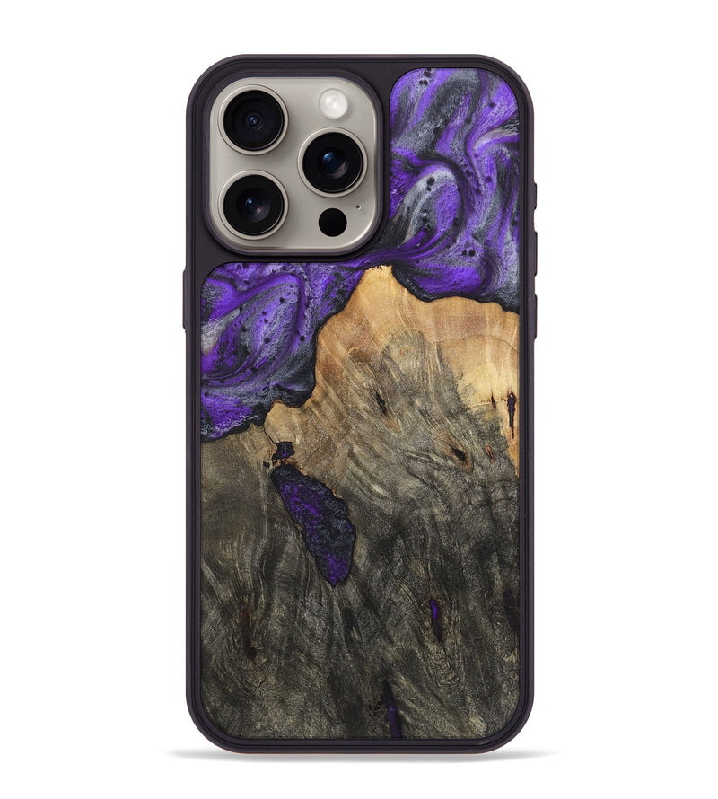 iPhone 15 Pro Max Wood+Resin Phone Case - Valentina (Purple, 722127)