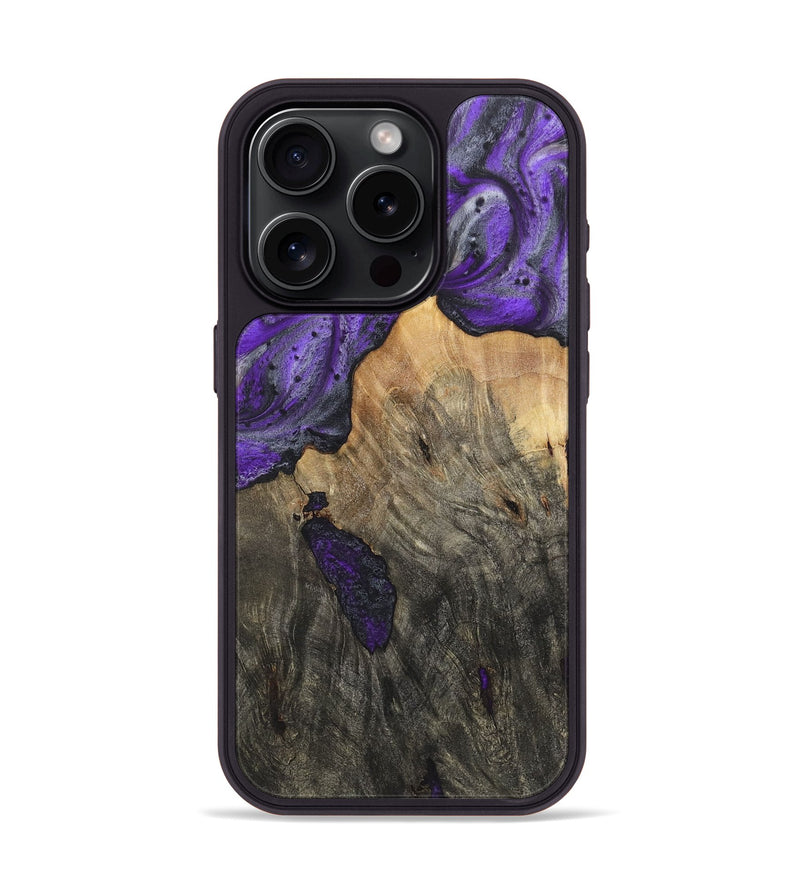 iPhone 15 Pro Wood+Resin Phone Case - Valentina (Purple, 722127)