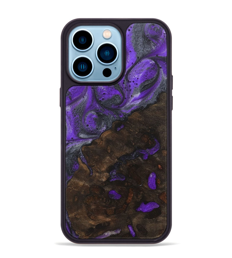 iPhone 14 Pro Max Wood+Resin Phone Case - Aubrey (Purple, 722128)