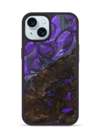 iPhone 15 Wood+Resin Phone Case - Aubrey (Purple, 722128)