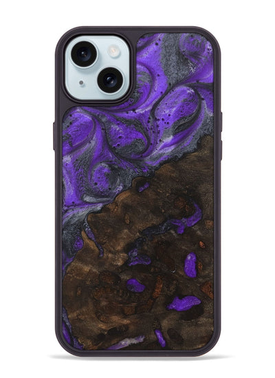 iPhone 15 Plus Wood+Resin Phone Case - Aubrey (Purple, 722128)