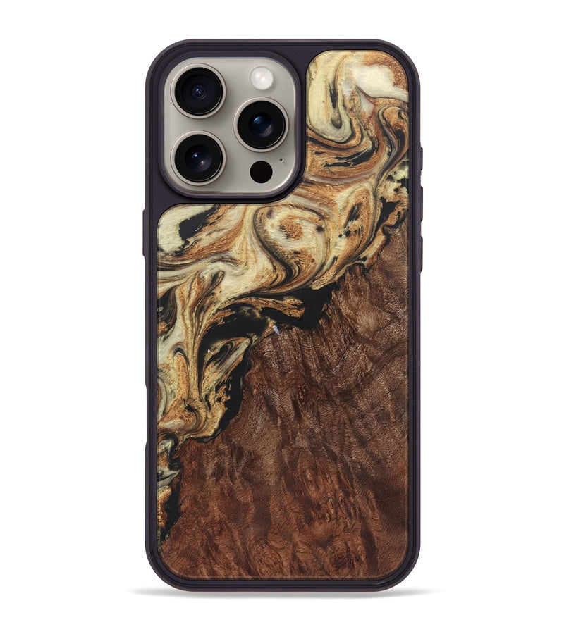 iPhone 16 Pro Max Wood+Resin Phone Case - Gail (Black & White, 722129)