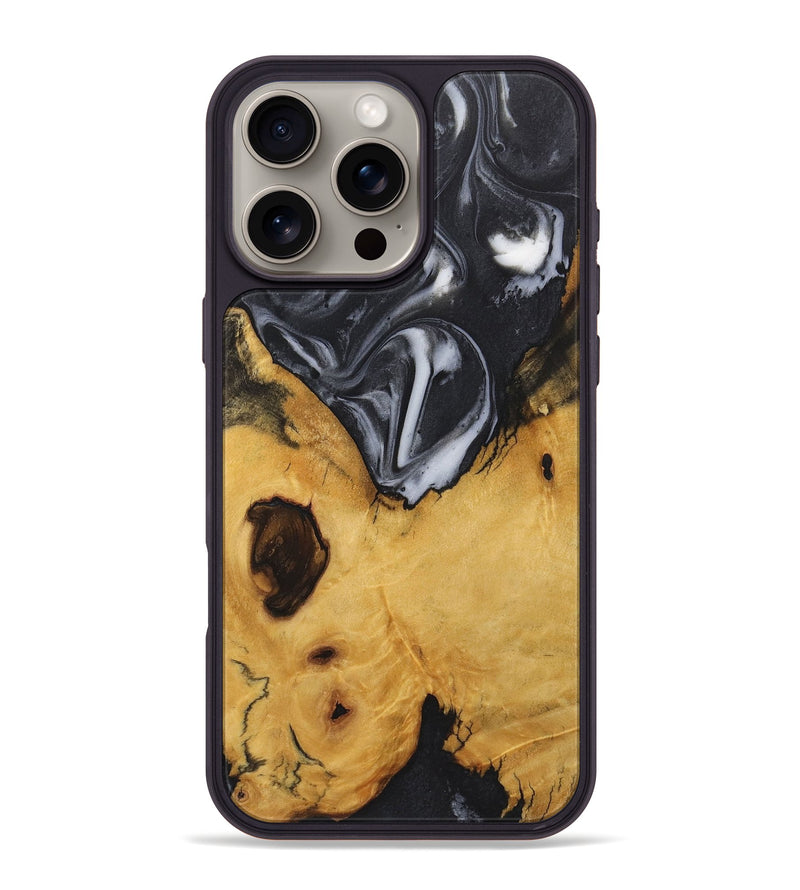 iPhone 16 Pro Max Wood+Resin Phone Case - Dionne (Black & White, 722131)