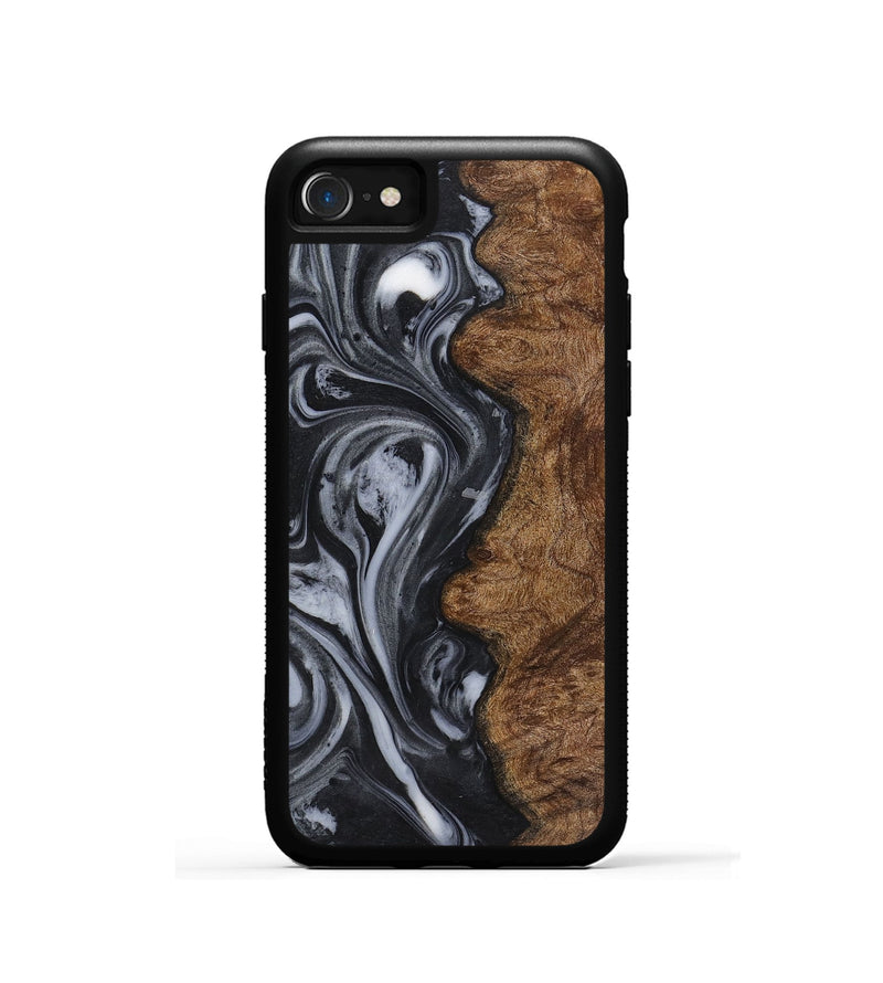 iPhone SE Wood+Resin Phone Case - Vera (Black & White, 722132)