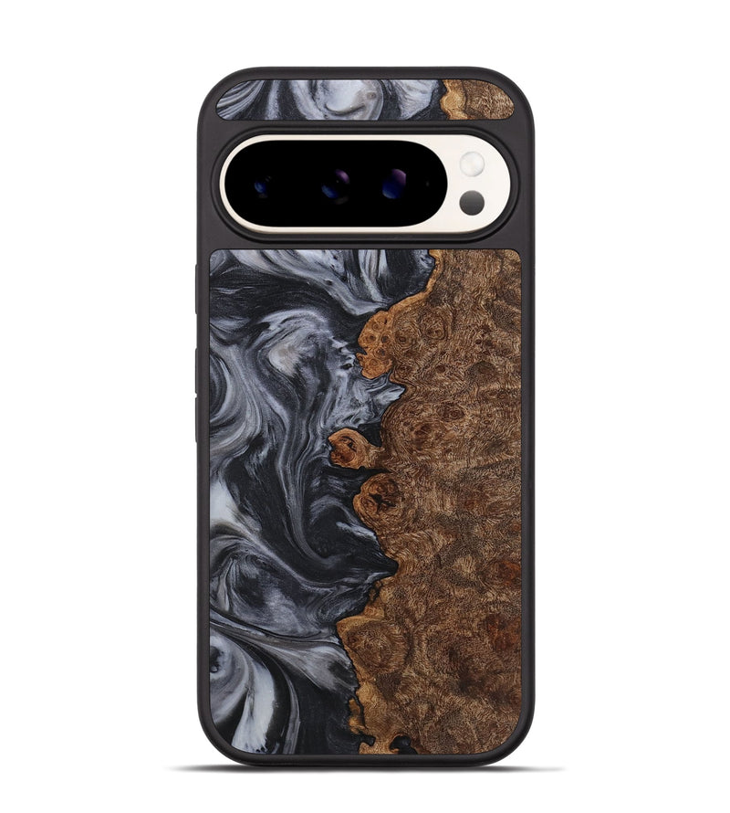 Pixel 9 Pro Wood+Resin Phone Case - Jazmine (Black & White, 722134)