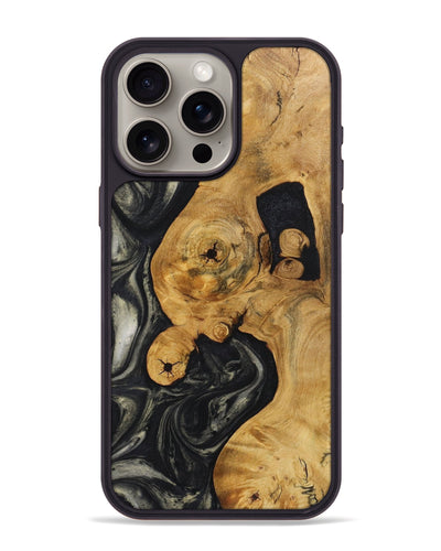 iPhone 15 Pro Max Wood+Resin Phone Case - Tori (Black & White, 722136)