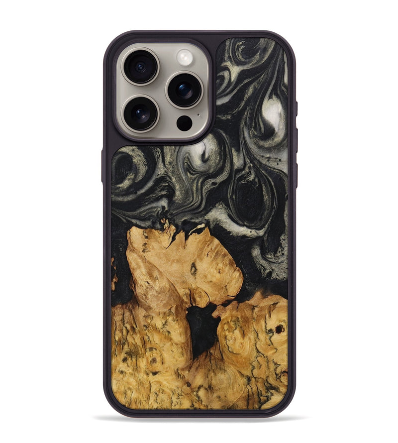 iPhone 15 Pro Max Wood+Resin Phone Case - Jada (Black & White, 722137)