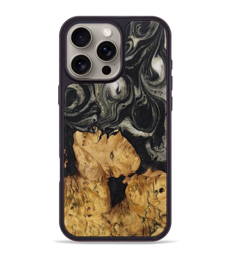 iPhone 16 Pro Max Wood+Resin Phone Case - Jada (Black & White, 722137)