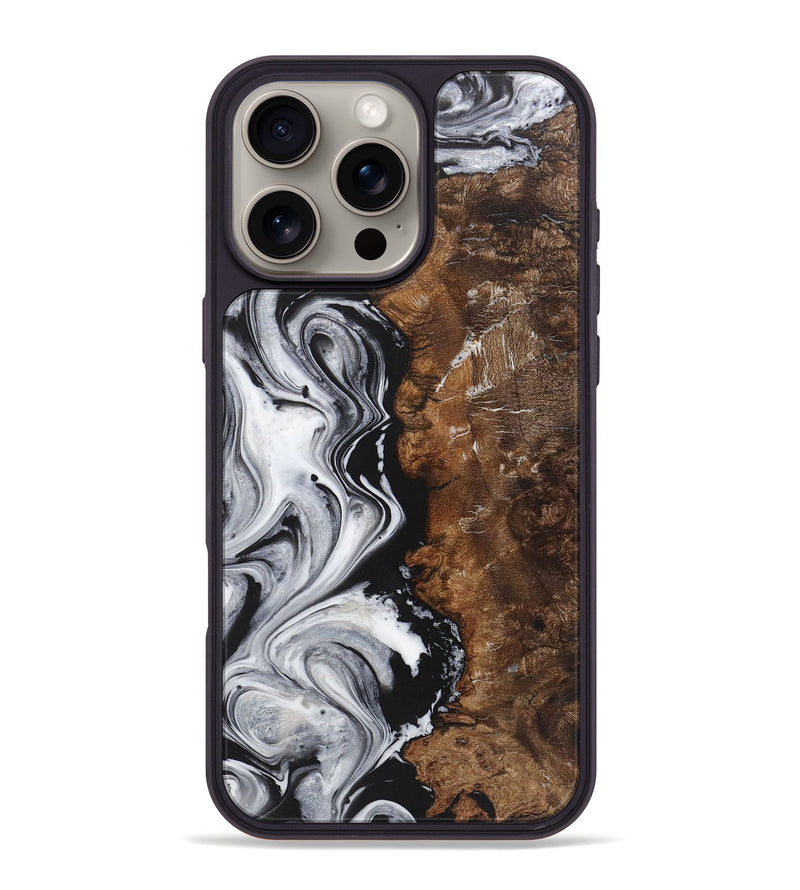 iPhone 16 Pro Max Wood+Resin Phone Case - Candy (Black & White, 722138)