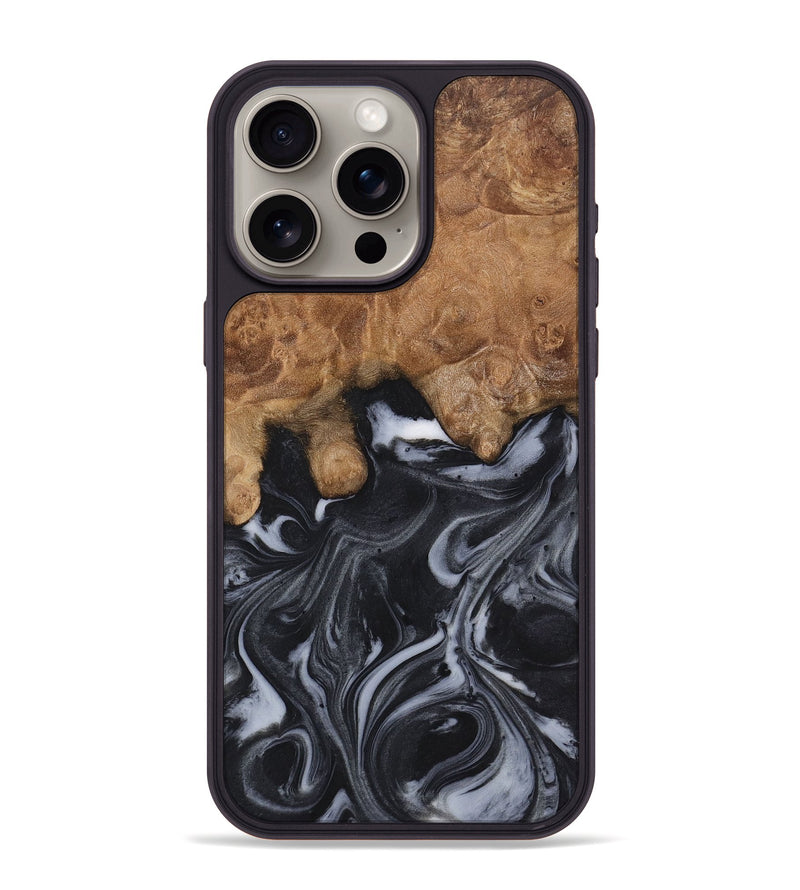 iPhone 15 Pro Max Wood+Resin Phone Case - Delilah (Black & White, 722141)