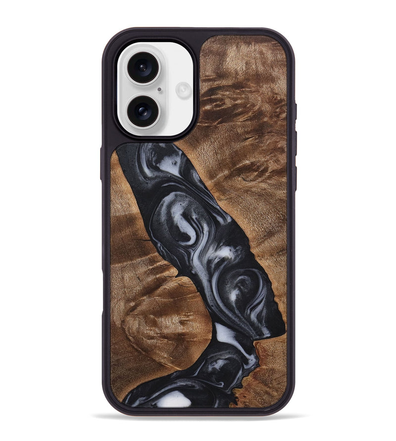 iPhone 16 Plus Wood+Resin Phone Case - Zachariah (Black & White, 722142)