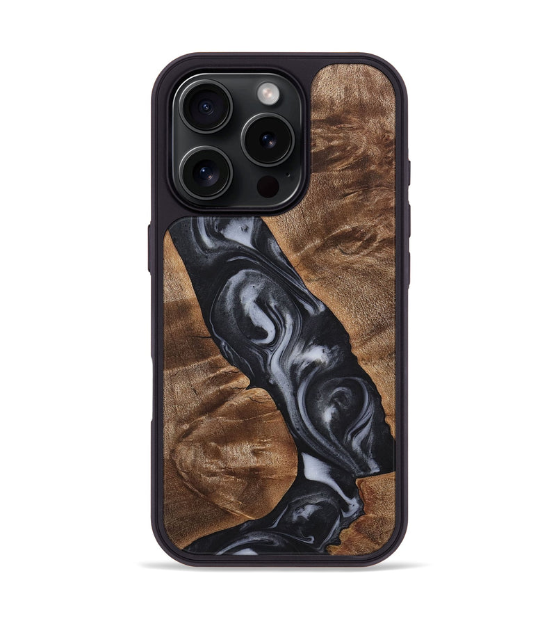 iPhone 16 Pro Wood+Resin Phone Case - Zachariah (Black & White, 722142)