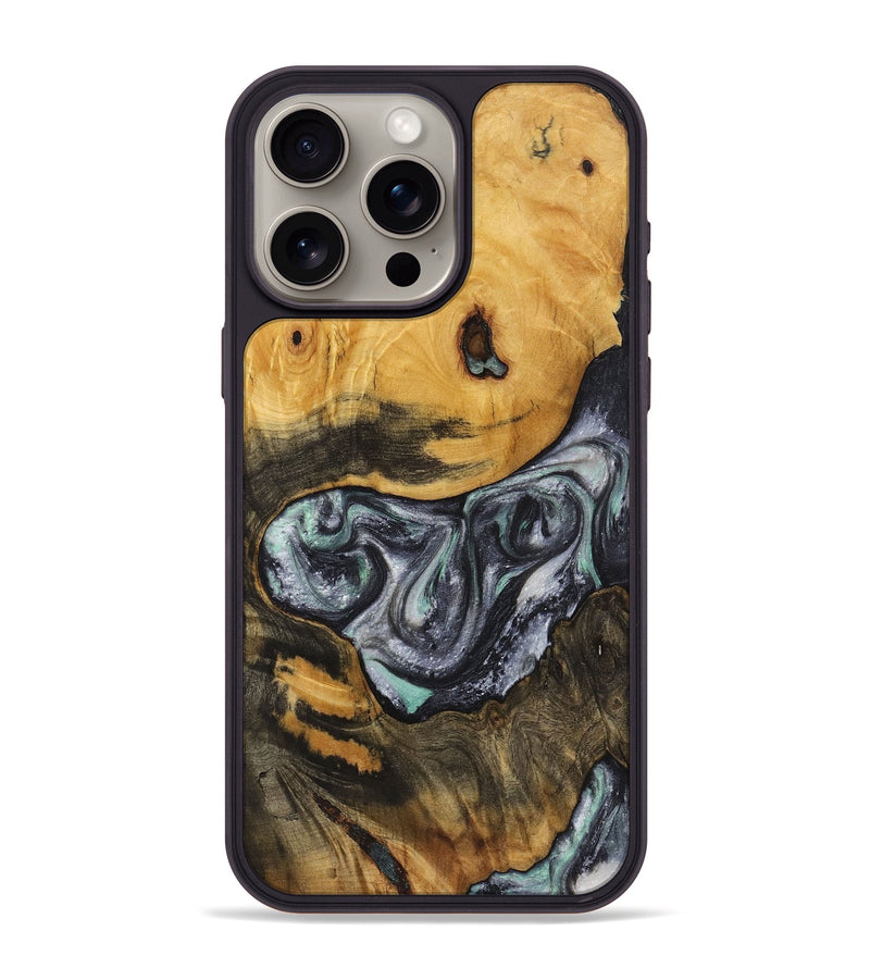 iPhone 15 Pro Max Wood+Resin Phone Case - Brianna (Black & White, 722143)