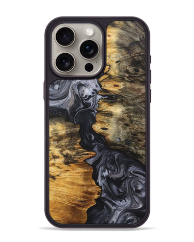 iPhone 15 Pro Max Wood+Resin Phone Case - Janiya (Black & White, 722147)